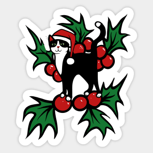 Tuxedo Cat Christmas Sticker